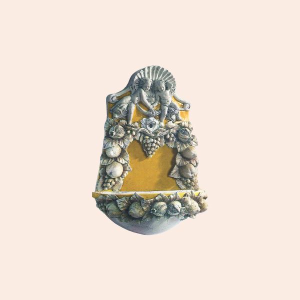 WALL FOUNTAIN WITH CHERUBS AND FRUIT